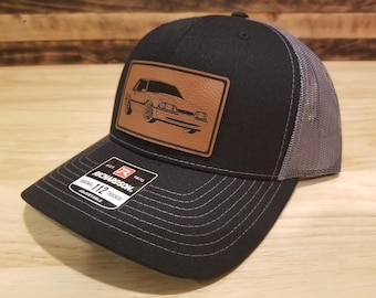 Foxbody Mustang Notchback Custom pu Leather Patch Hat Richardson 112 Gift Christmas Birthday