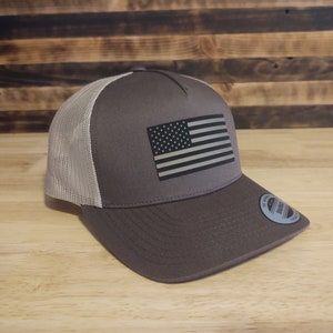 Leather American Flag Patch Hat-Leatherette