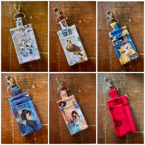 Disney Inspired Lip Balm Holder Keychain | Handmade Cotton Chapstick Pouch