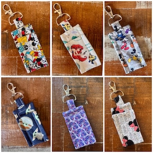Disney Themed Lip Balm Holder Keychain, Chapstick Holder Keychain,  Lip Balm Pouch, Chapstick Pouch, Gift Idea, Gift for Her