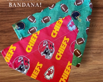 Kansas City Chiefs Reversible Dog Bandana, 100% Cotton Pet Neckwear