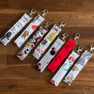 Disney Keychain Wristlets | Minnie Ear Holder | Key Lanyard | 14 Disney Inspired Fabric Prints | Pixar, Mickey, StarWars & more |Gift Idea