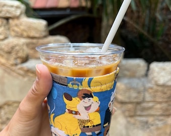 Pixar Inspired Reversible Cup Cozies, Fabric Coffee Sleeve