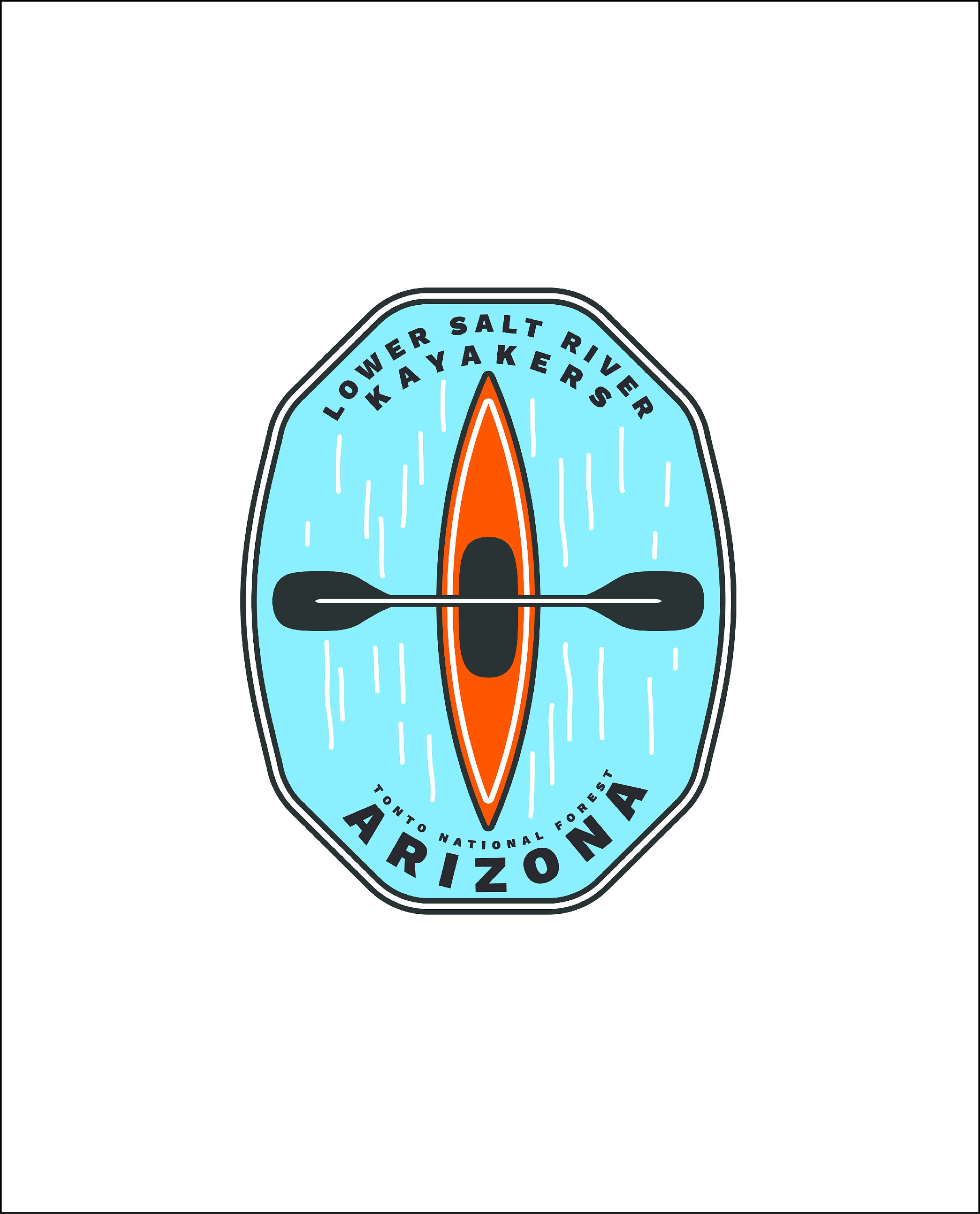 Lower Salt River Kayakers Orange Kayak Blue Water Tonto National Forest AZ Arizona Waterproof Vinyl STICKER