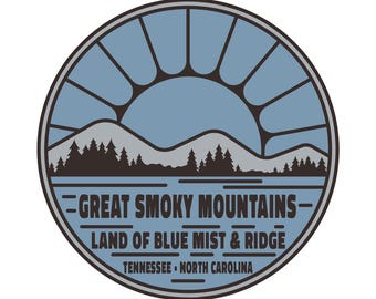 Great Smoky Mountains Sticker National Park Vinyl Decal for Laptop Water Bottle Hiking Gift Camping Travel Tennessee North Carolina camp