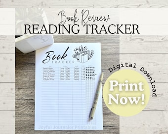 Reading Tracker Printable, Reading Log Printable, Book Review Printable, Book Tracker, Book Ratings Tracker Printable PDF