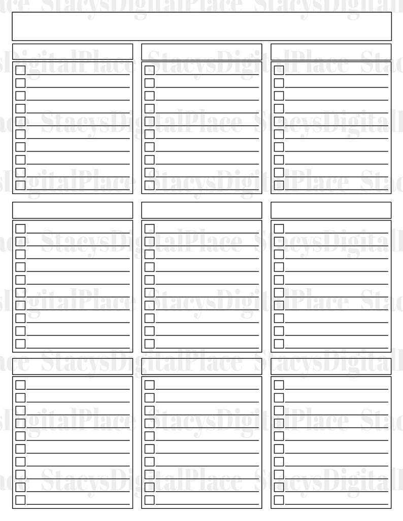 Nine Line Checklist Editable Checklist Template, Minimalist Design for Organization - Etsy