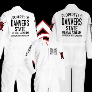 Danvers Mental Asylum Prison Jumpsuit Coveralls, WHITE.