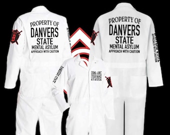 Danvers Mental Asylum Prison Jumpsuit Coveralls, WHITE.