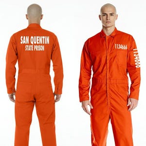 Prison Jumpsuit, Orange. Halloween jumpsuit coveralls, customizable!