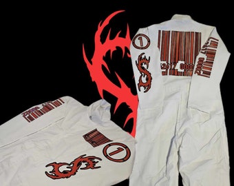Dystopian Nightmare Series Barcode Jumpsuit!  WHITE Coveralls, unisex.