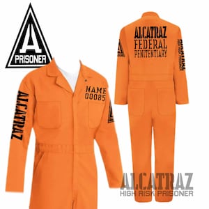 Alcatraz Prison Jumpsuit, Orange. Halloween jumpsuit coveralls, customizable!