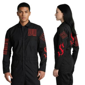 Shadow Assassins Series Barcode Jumpsuit! Black Coveralls. Unisex!