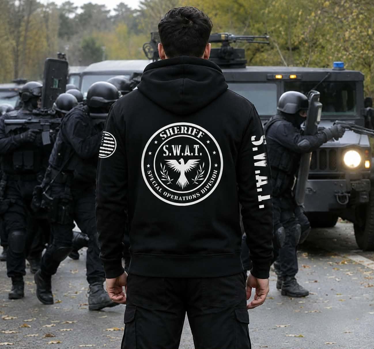 Swat Hoodie, Special Ops Black Pullover. - Etsy