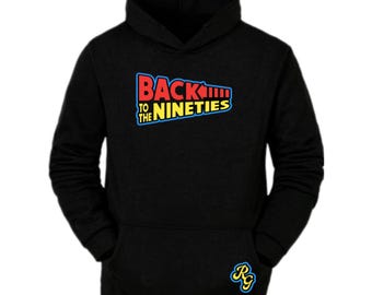Back To the Nineties Retro Hoodie! Black Pullover.