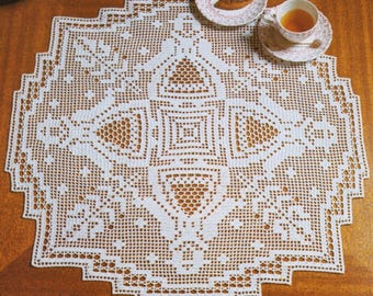 Vintage Crochet Pattern Crochet Table Center Lace Table Center Crochet Centerpiece 52 cm PDF Pattern in English 1990's
