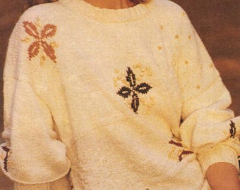 Vintage Strickanleitung Frauen Damen Strukturierter Pullover PDF Sofort Digitaler Download Womens Sweater Vintage Knitting Pattern in GERMAN