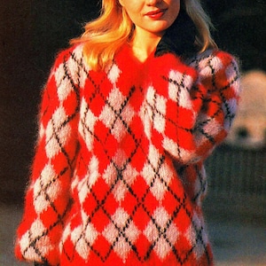 Modello di maglia vintage per maglione da donna in mohair, download digitale istantaneo in formato PDF, anni &#39;80