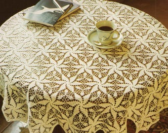 Vintage Crochet Pattern Crochet Table Cover Crochet Tablecloth Lacy Tablecloth PDF Pattern in English 1990's