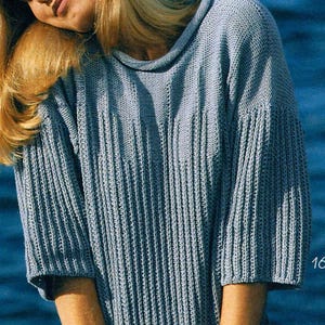 Vintage Strickanleitung Frauen Damen Gerippter Pullover PDF Sofort Digitaler Download Womens Knit Jumper Vintage Knitting Pattern in GERMAN