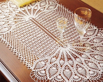 Vintage Crochet Pattern Crochet Table Center Lace Table Center Crochet Centerpiece 60 cm by 37 cm PDF Pattern in English 1990's