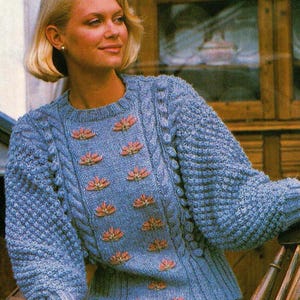 Vintage Knitting Pattern Women Sweater Womens Pullover PDF Instant Digital Download 1980&#39;s