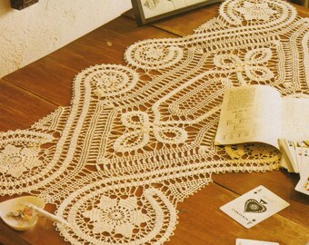 Vintage Crochet Pattern Crochet Table Center Lace Table Center Crochet Centerpiece 88 cm by 45 cm PDF Pattern in English 1990's