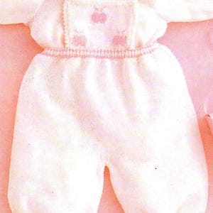 Modello di maglia vintage per neonato, set con bavaglino, maglietta, cappello e scarpine, download digitale immediato in formato PDF, anni &#39;80