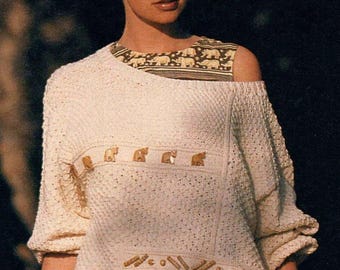 Vintage Strickanleitung Frauen Damen Strukturierter Pullover PDF Sofort Digitaler Download Womens Sweater Vintage Knitting Pattern in GERMAN