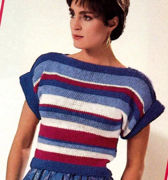 Vintage Strickmuster Damen Kurzarm Pullover Damen Stricken Sommer