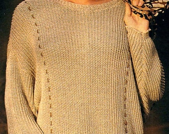 Vintage Strickanleitung Frauen Damen Übergroßer Pullover PDF Sofort Digitaler Download Womens Sweater Vintage Knitting Pattern in GERMAN