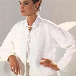 Vintage Knitting Pattern Ladies Cardigan Womens Knit Cardigan Women&#39;s Jacket Retro PDF Instant Digital Download 1980&#39;s