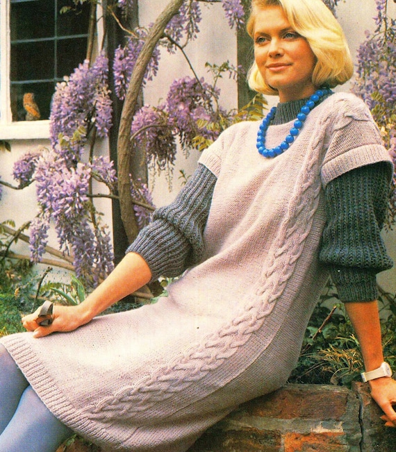 Vintage Knitting Pattern Women Sweater Dress Womens Knit Sweater Dress PDF  Instant Digital Download 1980's - Etsy