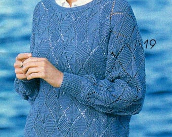 Vintage Strickanleitung Frauen Damen Strickpullover PDF Sofort Digitaler Download Womens Knit Sweater Vintage Knitting Pattern in GERMAN