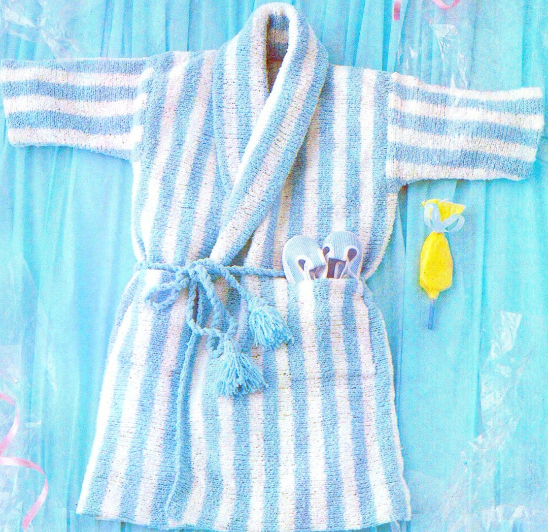 Vintage Knitting Pattern Baby Bathrobe Baby Boy 6-18 Months PDF Instant ...