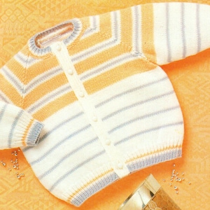 Vintage Knitting Pattern Baby Cardigan 3-24 months PDF Instant Digital Download 1990&#39;s