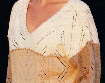 Vintage Strickanleitung Frauen Damen Durchbrochen Pullover PDF Sofort Digitaler Download Womens Sweater Vintage Knitting Pattern in GERMAN
