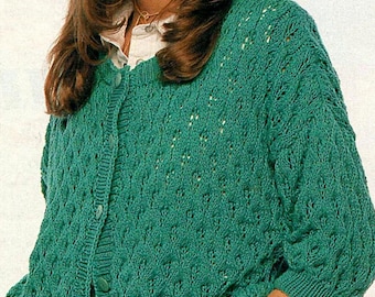 Vintage Strickanleitung Frauen Damen Strukturierter Cardigan PDF Sofort Digitaler Download Womens Jacket Vintage Knitting Pattern in GERMAN