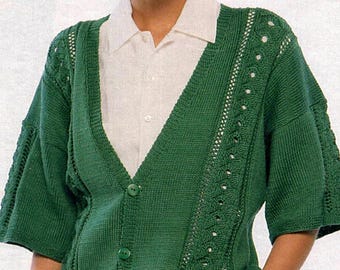 Vintage Strickanleitung Frauen Damen Durchbrochene Strickjacke PDF Sofort Digitaler Download Women Jacket Vintage Knitting Pattern in GERMAN