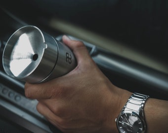 Bundle Portable Stainless Steel Minimal Windproof Car Ashtray with Lid (Set of 2)