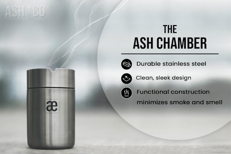 Bundle Portable Stainless Steel Minimal Windproof Car Ashtray with Lid (Set of 2) Bild 10
