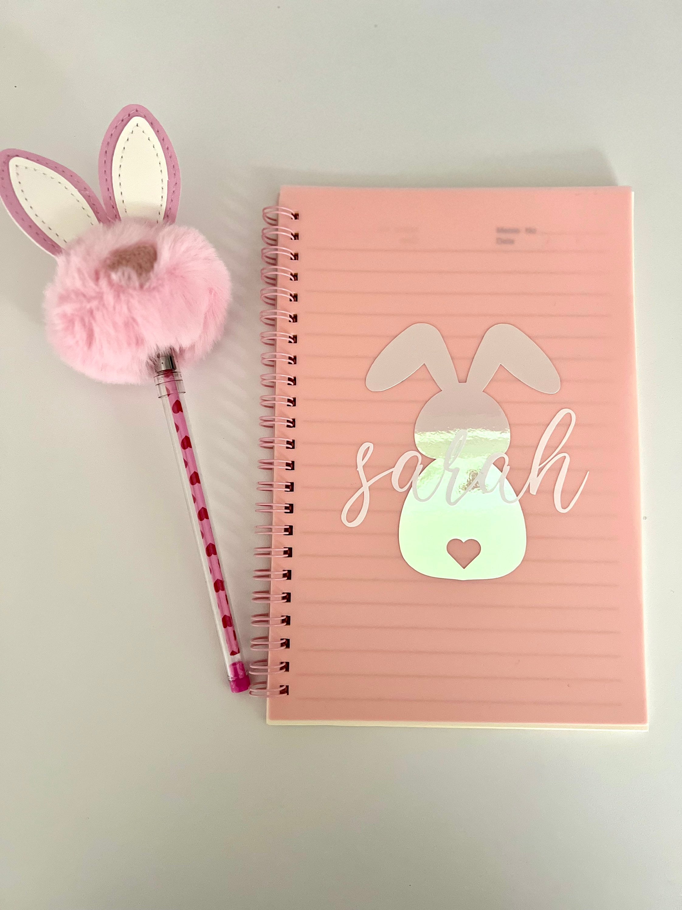 Easter Notebook and Pen Set, Pom Pom pen, Easter Basket Stuffers, Bunny Notebook, Easter Basket Fillers, Easter Gifts for Girl, Easter Favor