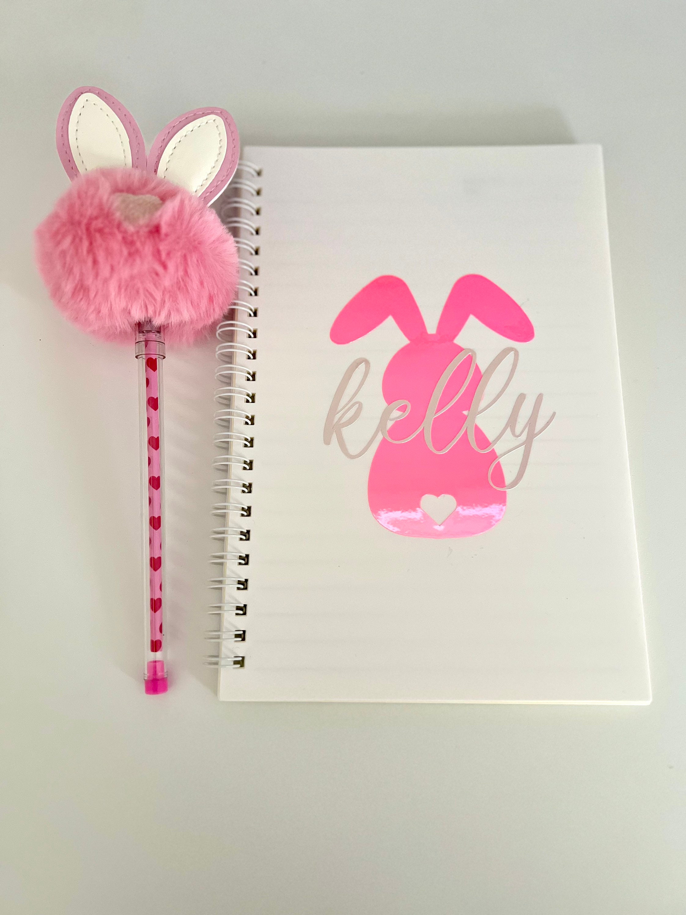 Easter Notebook and Pen Set, Pom Pom pen, Easter Basket Stuffers, Bunny Notebook, Easter Basket Fillers, Easter Gifts for Girl, Easter Favor