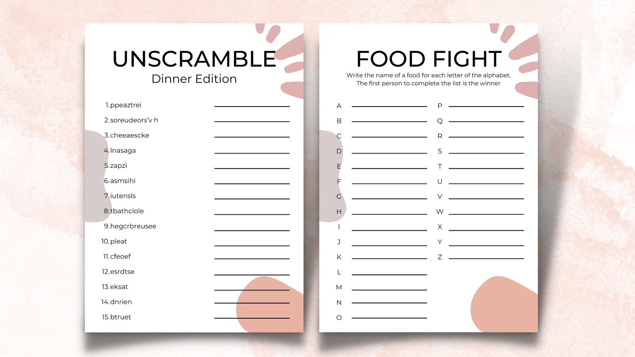 6 Editable Dinner Party Games Icebreaker Games for Adults Thanksgiving