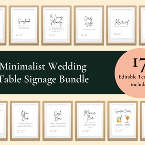 17 Minimalist Wedding Signs Templates | Modern Wedding Signs Template Bundle | Editable Wedding Signage Templates | INSTANT DOWNLOAD | Canva