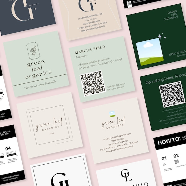 Square Business Card Canva Template | Minimalist Business Cards | Printable and Editable Business Cards