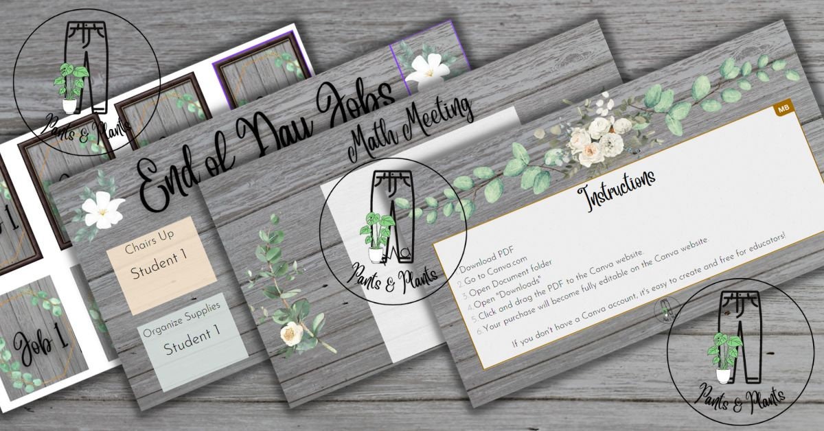Editable Eucalyptus Themed CANVA Template for Classroom Agenda - Etsy