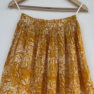 Yellow floral skirt, Cotton long skirt, maxi skirt, 100% cotton block print skirt