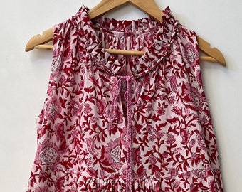 Block printed dress | cotton long maxi | ruffle neck maxi | boho dresses