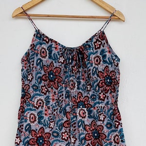 Hand block printed cotton romper, Cotton jumpsuit, Floral jumpsuit, Strap jumpsuit
